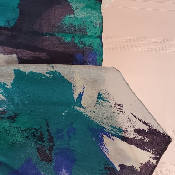 Halston green and blue sheer summer dress - Picture 9 of 13